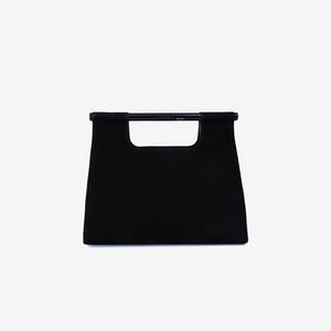 Chanel Vintage Structured Mini Handle Bag in Black Suede Leather