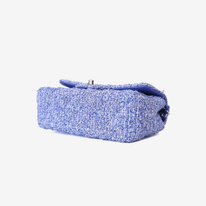 Chanel Mini Rectangular Flap Bag in Blue/White Tweed Leather with Silver Hardware