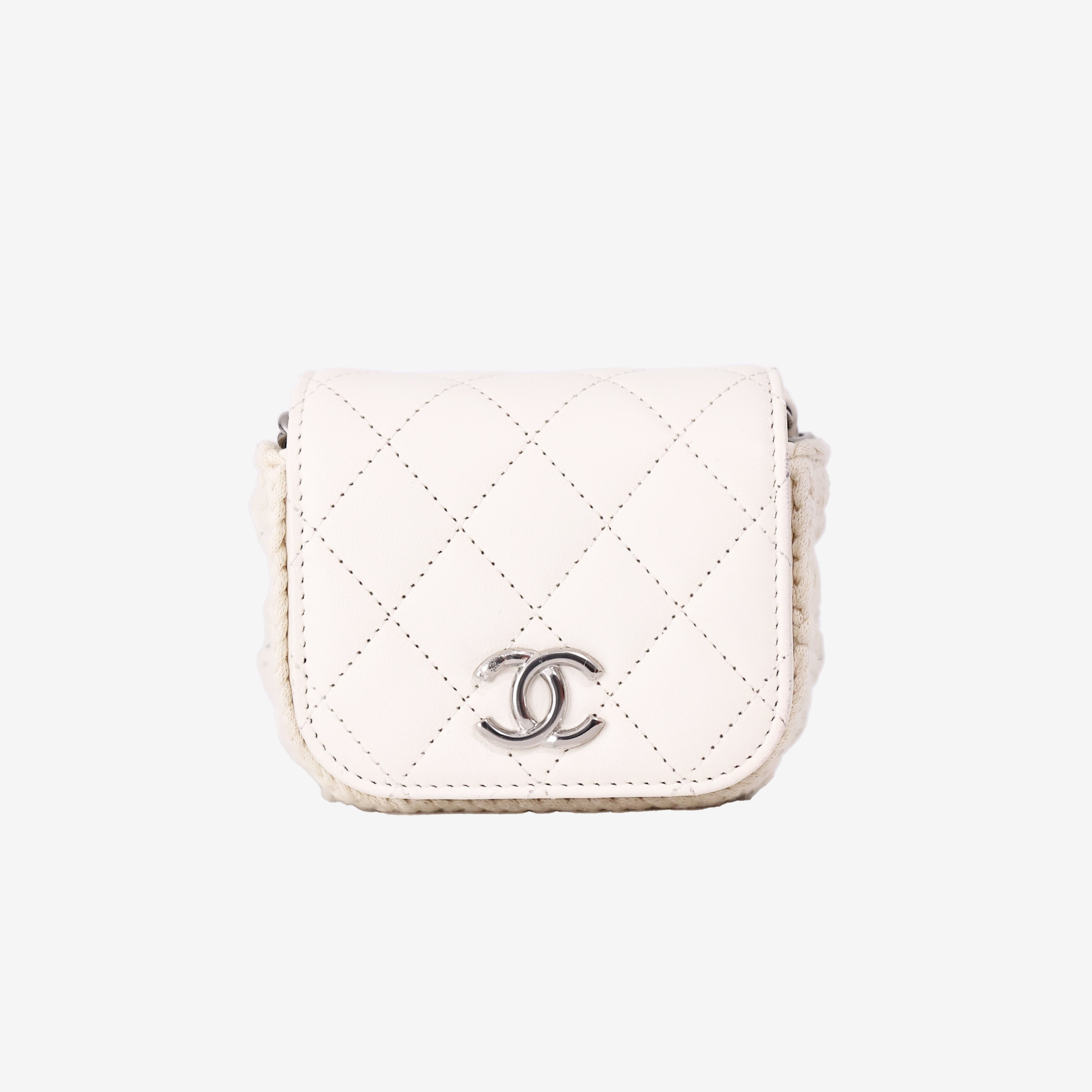 Chanel Mini Bag in White Lambskin Leather with Silver Hardware