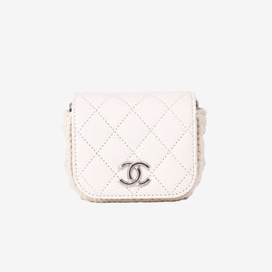 Chanel Mini Bag in White Lambskin Leather with Silver Hardware