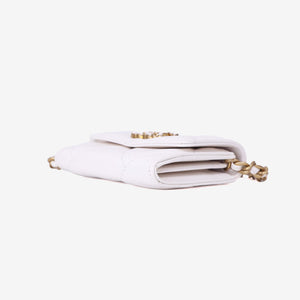 Chanel 19 Card Holder on Chain in White Lambskin Leather with Gold Hardware