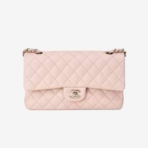 Chanel Classic Double Flap Medium Bag in Beige Clair Caviar Leather with Gold Hardware