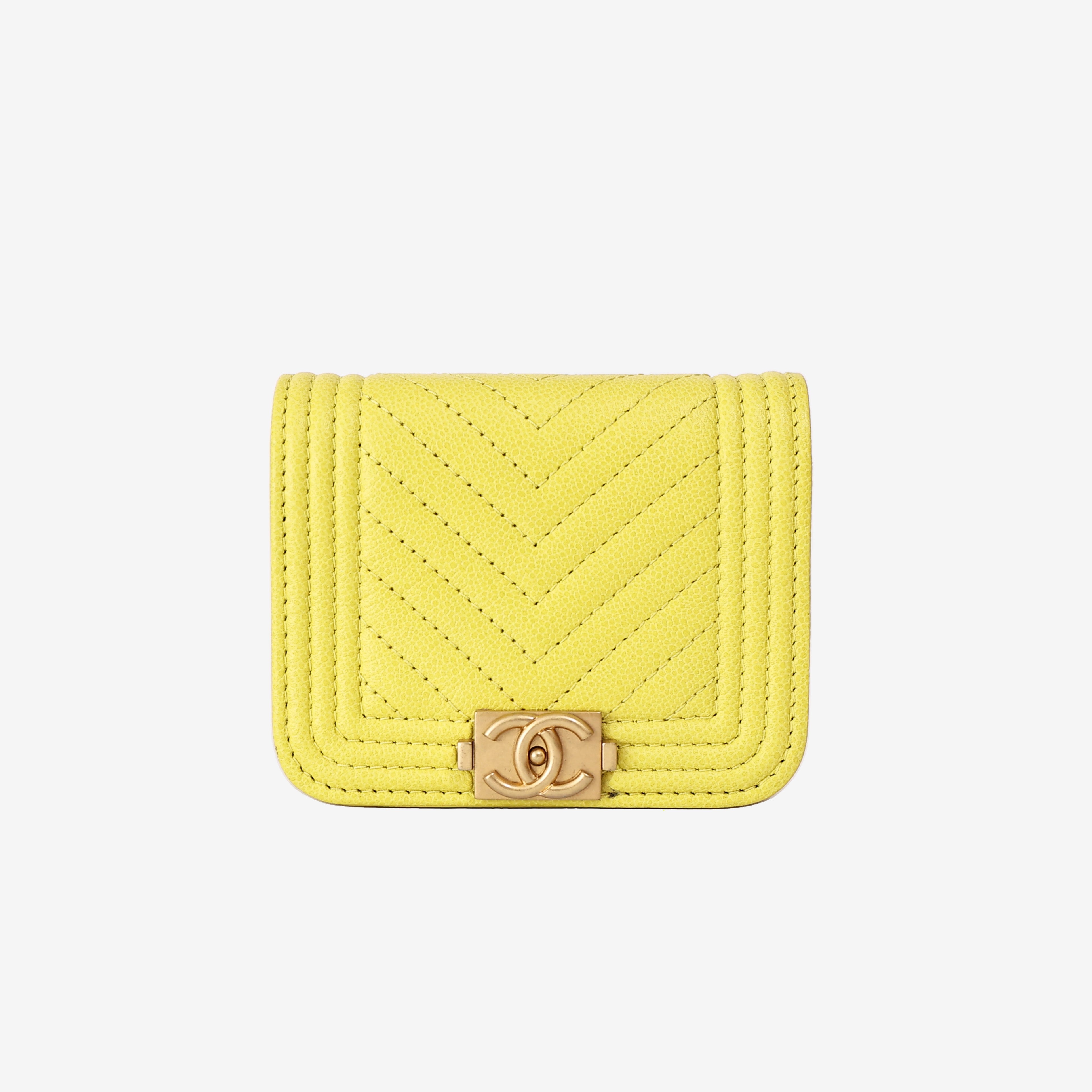 Chanel Mini Boy Belt Bag in Yellow Chevron Quilted Caviar Leather with Gold Hardware (Contact to Enquire)