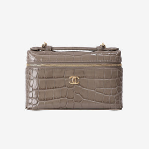 Chanel 26A Matthieu Blazy Vanity Case in Khaki Crocodile-Embossed Calfskin Leather with Gold Hardware (Contact to Enquire)