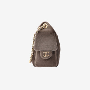 Chanel 26A Matthieu Blazy 25 Mini Hobo Bag in Khaki Pony Hair with Gold Hardware