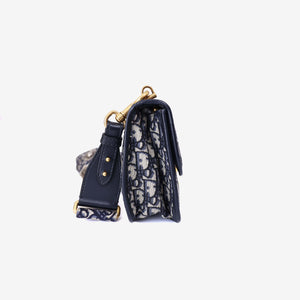 Dior Addict Flap Bag in Navy Blue Oblique Jacquard Canvas with Gold Hardware (Contact to Enquire)