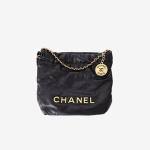 Chanel 22 Mini in Black Shiny Calfskin with Gold Hardware