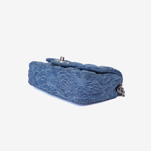 Chanel Heart Crush Mini Flap Bag in Blue Denim Leather with Silver Hardware