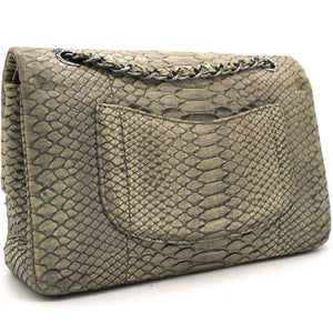 Classic Flap Medium Bag Grey Snakeskin