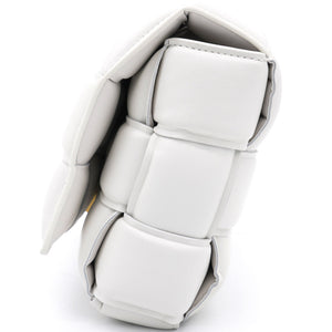 White Padded Leather Cassette Crossbody Bag