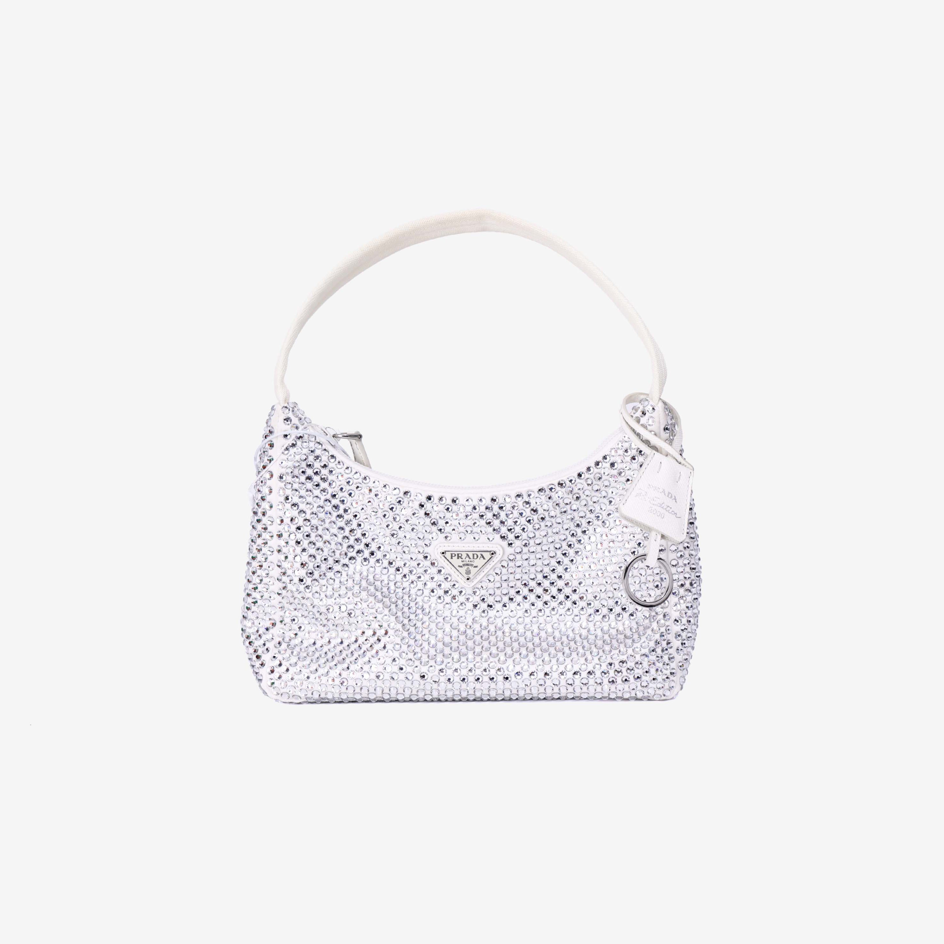 Prada Crystal Shoulder Bag in White Crystal Embellished Canvas (Contact to Enquire)