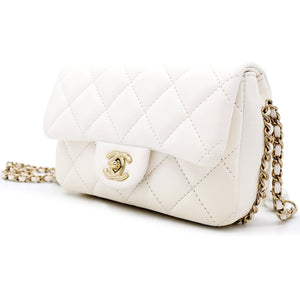 Lambskin Quilted Small My Precious Flap White