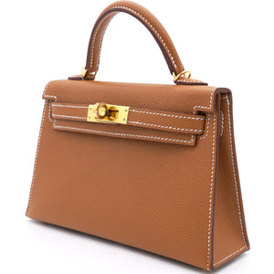 Gold Epsom Leather Gold Hardware Mini II Kelly Bag