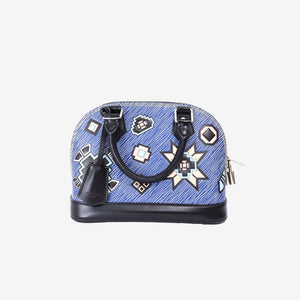Louis Vuitton Alma BB Bag in Multicoloured Blue Denim Aztec Epi Leather with Silver Hardware