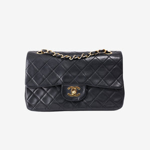 Chanel Vintage Classic Flap Bag in Black Lambskin Leather with Gold Hardware (Contact to Enquire)