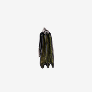 Gucci Dionysus Medium Shoulder Bag in Beige Ebony GG Supreme Canvas with Snakeskin Print and Silver Hardware
