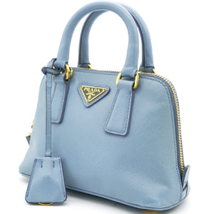 Blue Saffiano Lux Leather Mini Promenade Crossbody Bag