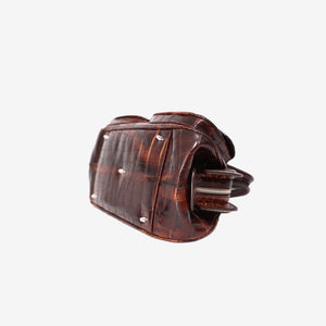 Christian Dior Detective Satchel Medium in Brown Crocodile Leather with Palladium Hardware (Contact to Enquire)