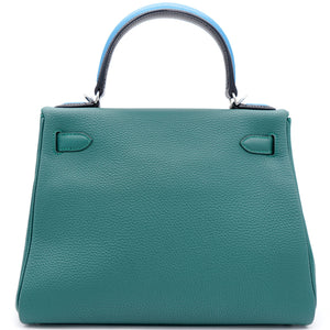 Kelly 28 Au Trot Malachite Turquoise + Black Handle Togo Palladium