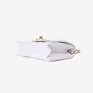 Chanel Classic Flap on Pearl Chain Bag in White Lambskin with Gold Hardware (Contact to Enquire)