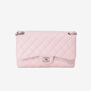 Chanel Classic Jumbo Flap Bag in Light Pink Grained Calfskin Leather with Silver Hardware