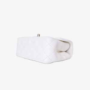 Chanel Crystals Top Handle Flap in White Lambskin Leather with Gold Hardware
