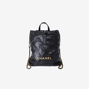 Chanel 22 Bag in Black Lambskin Leather with Gold Hardware
