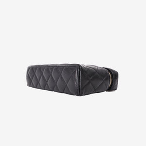 Chanel Top Handle Slim Vanity Case in Black Caviar Leather with Gold Hardware