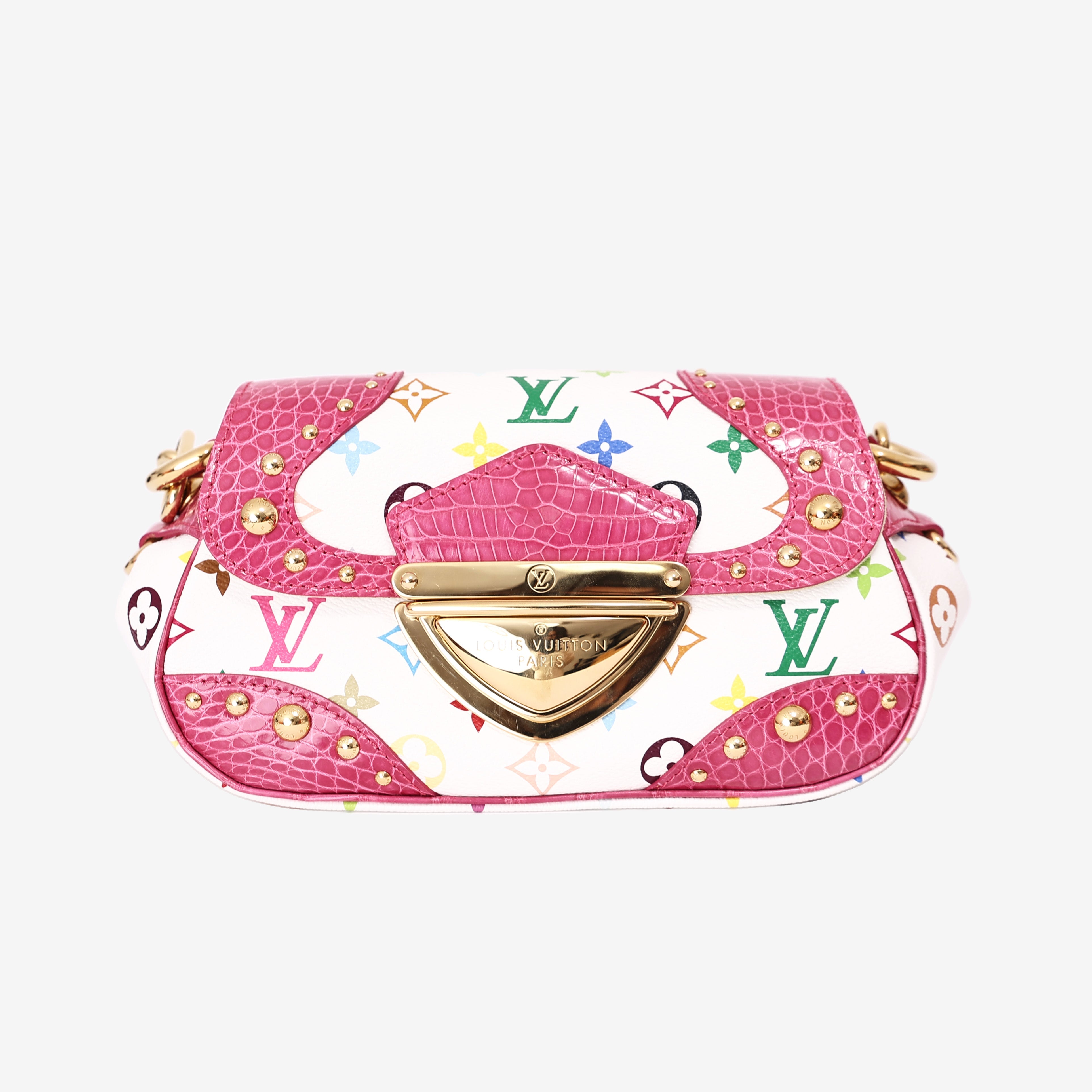 Louis Vuitton Marilyn Handbag in Monogram Canvas and Multicolour Crocodile Leather with Gold Hardware