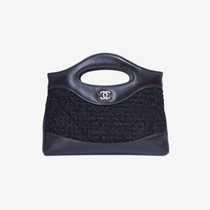 Chanel 31 Clutch with Chain Black Tweed & Lambskin Leather with Gold Hardware