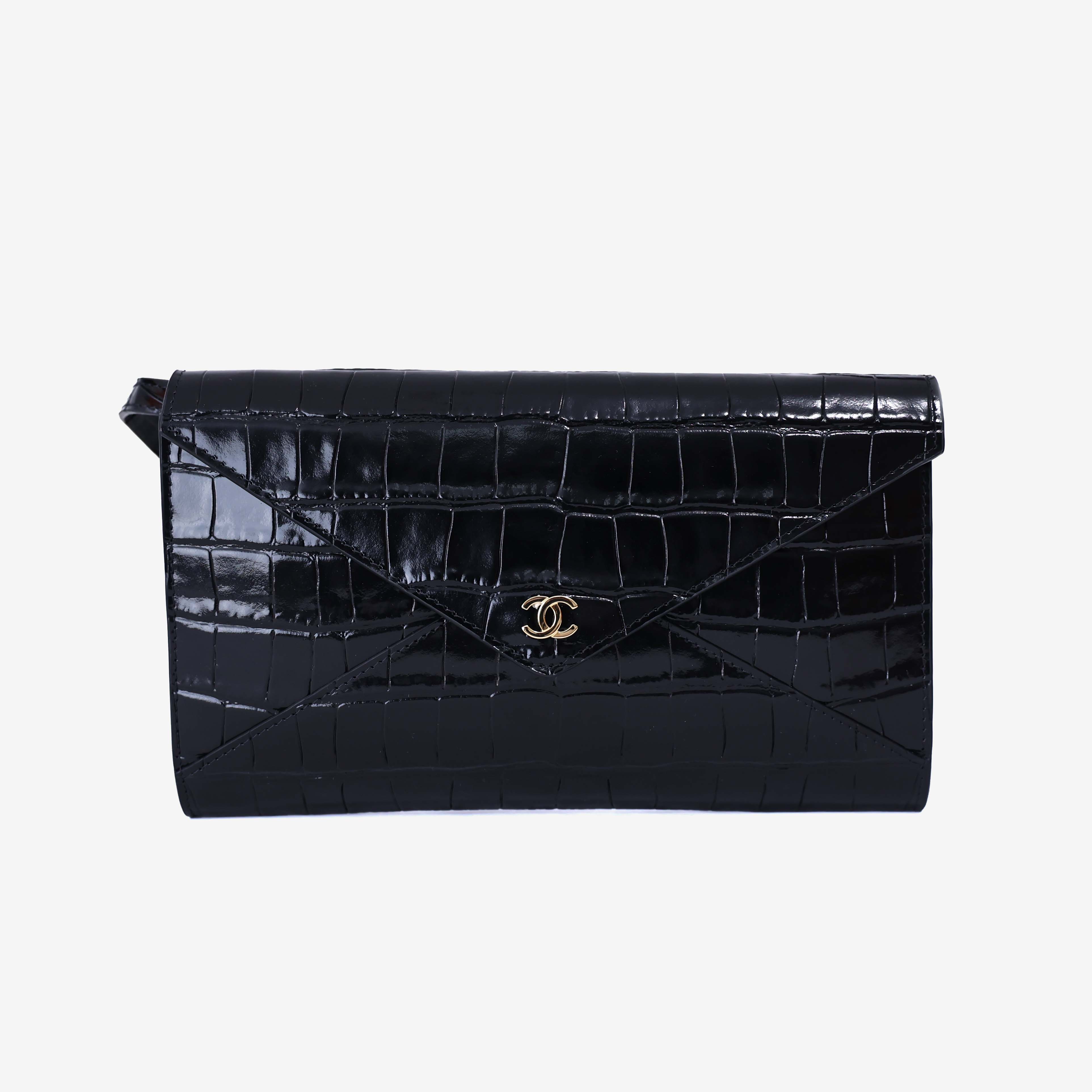 Chanel SS26 Clutch with Chain with Black Crocodile-Embossed Calfskin Leather with Gold Hardware (Contact to Enquire)