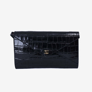 Chanel SS26 Clutch with Chain with Black Crocodile-Embossed Calfskin Leather with Gold Hardware (Contact to Enquire)