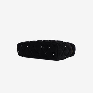 Chanel Velvet Diamanté Quilted Top Handle Vanity Case in Black with Gold Hardware (Contact to Enquire)