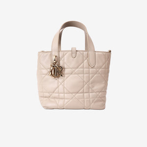 Dior Toujours Tote Bag in Beige Calfskin Leather with Gold Hardware