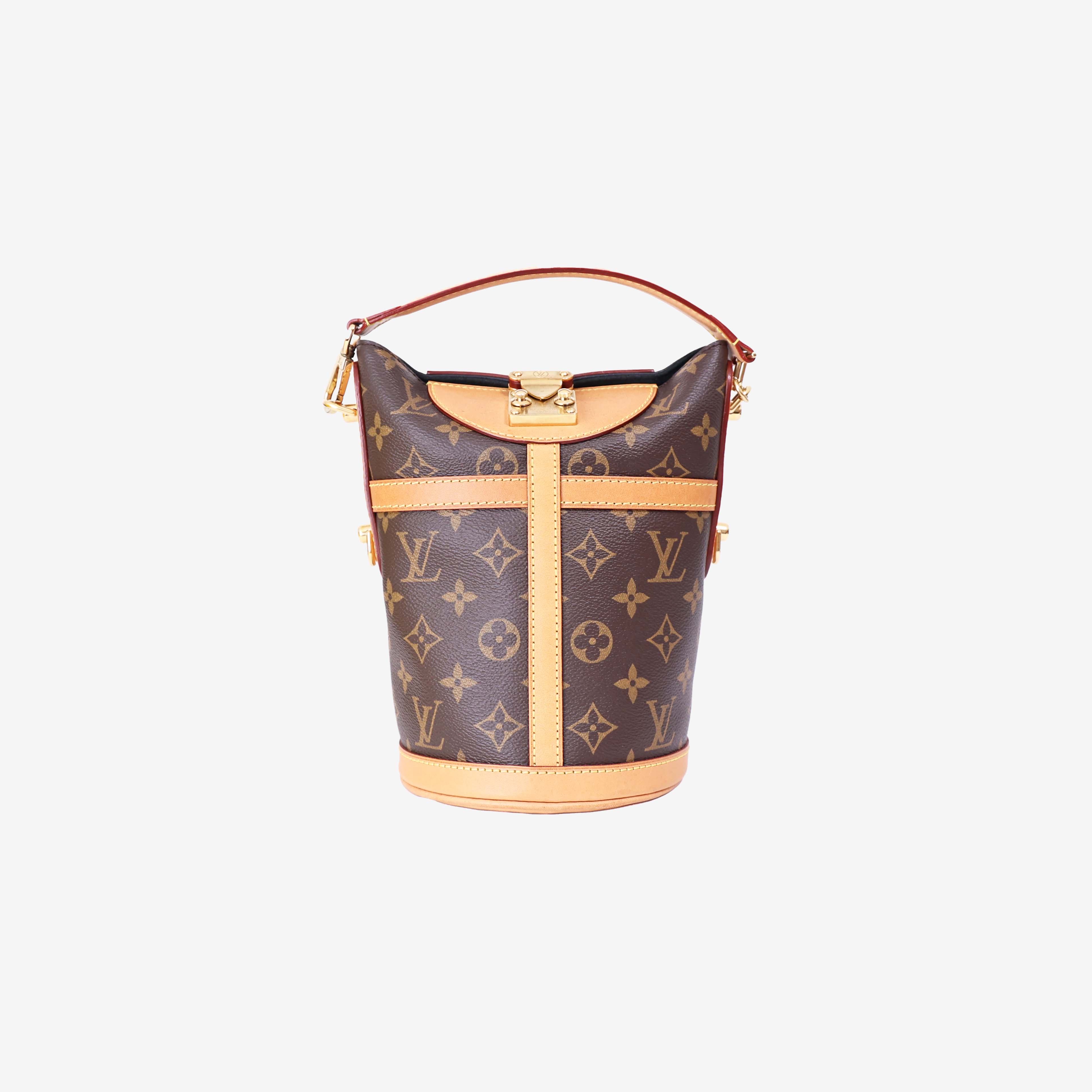Louis Vuitton Duffle Handbag in Brown Monogram Canvas with Gold Hardware