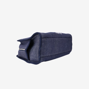 Chanel Large Bowling Bag in Blue Denim & Calfskin Leather with Silver Hardware (Contact to Enquire)
