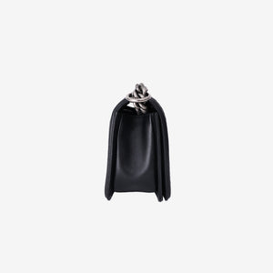 Chanel New Medium Boy Bag in Black Chevron Lambskin Leather with Silver Hardware
