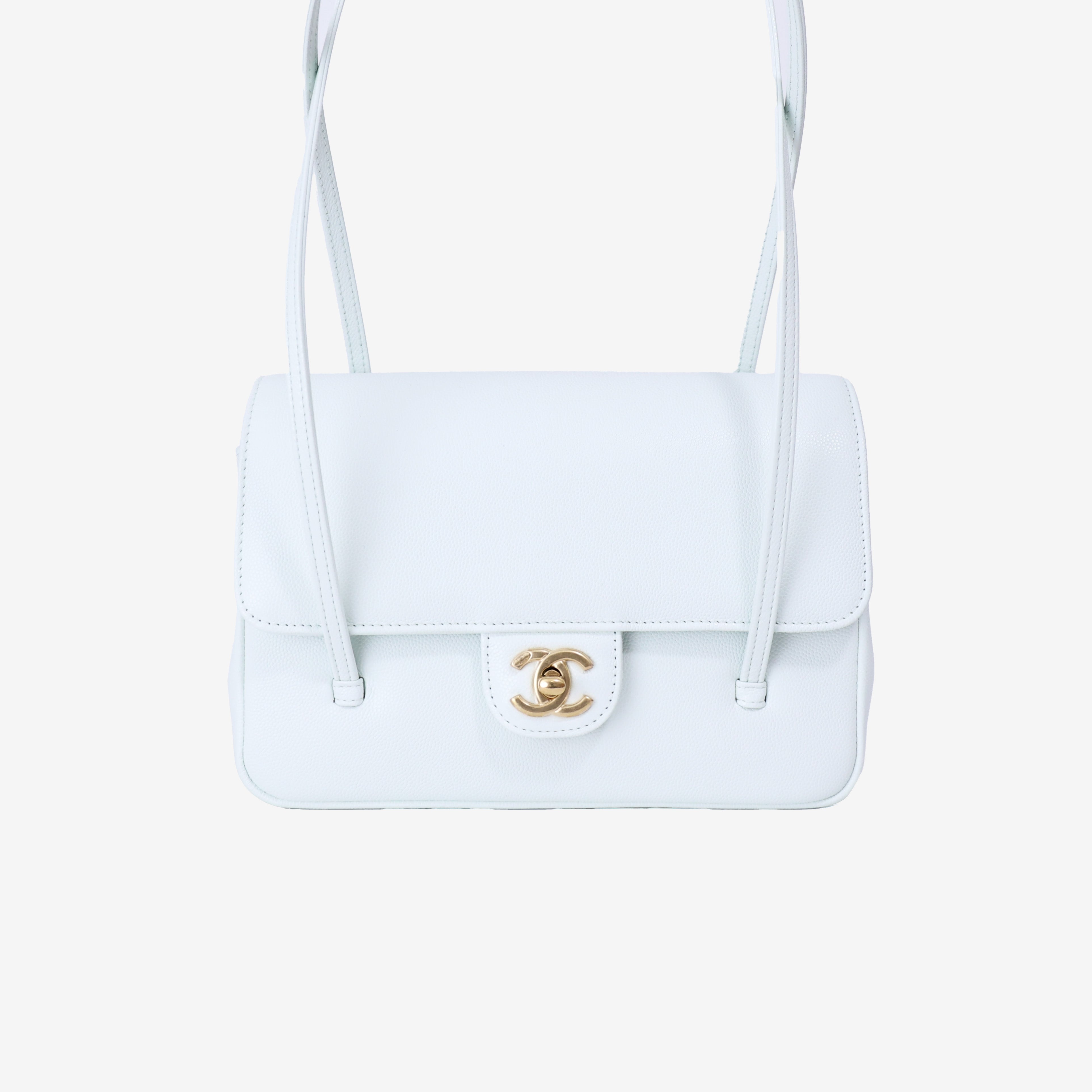 Chanel 26P Matthieu Blazy Preppy Flap Small in Light Blue Calfskin Leather with Gold Hardware (Contact to Enquire)
