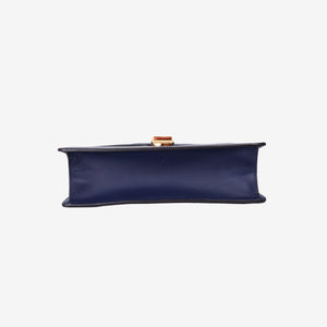 Gucci Sylvie Small Shoulder Bag in Navy Calfskin Leather with Gold Hardware