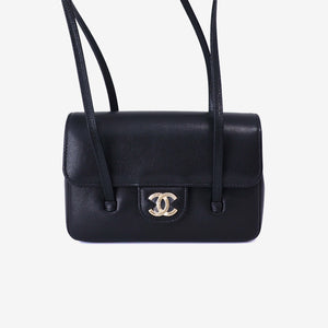 Chanel 26P Matthieu Blazy Preppy Flap Mini in Black Calfskin Leather with Gold Hardware