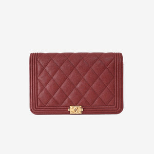 Chanel Boy Wallet on Chain in Burgundy Caviar Leather with Gold Hardware