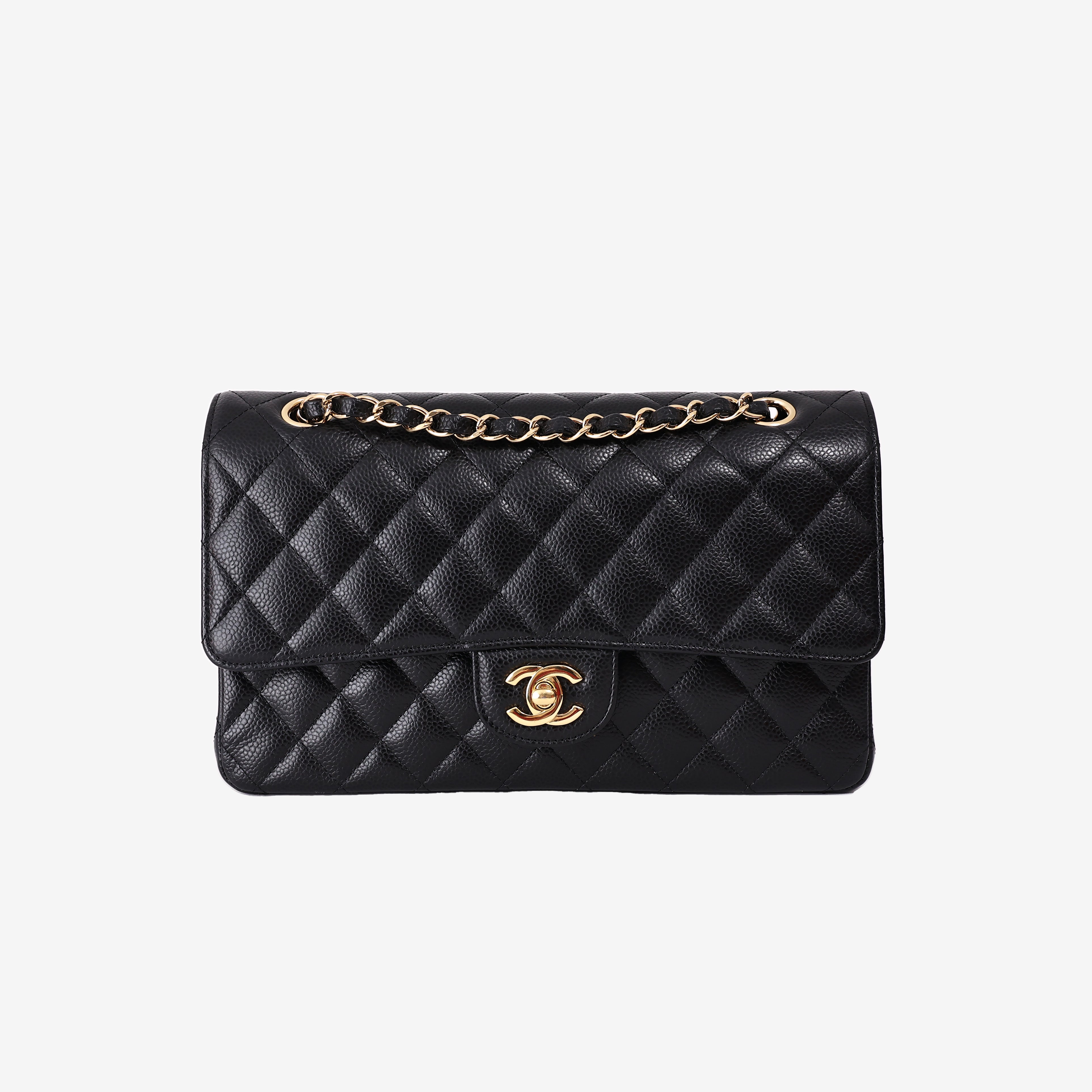 Chanel Medium Classic Flap Bag in Black Caviar Leather with Gold Hardware (Contact to Enquire)