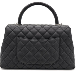 Black Caviar Leather Medium Coco Top Handle Bag