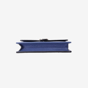 Gucci Interlocking G Wallet on Chain in Blue Calfskin Leather with Gold Hardware