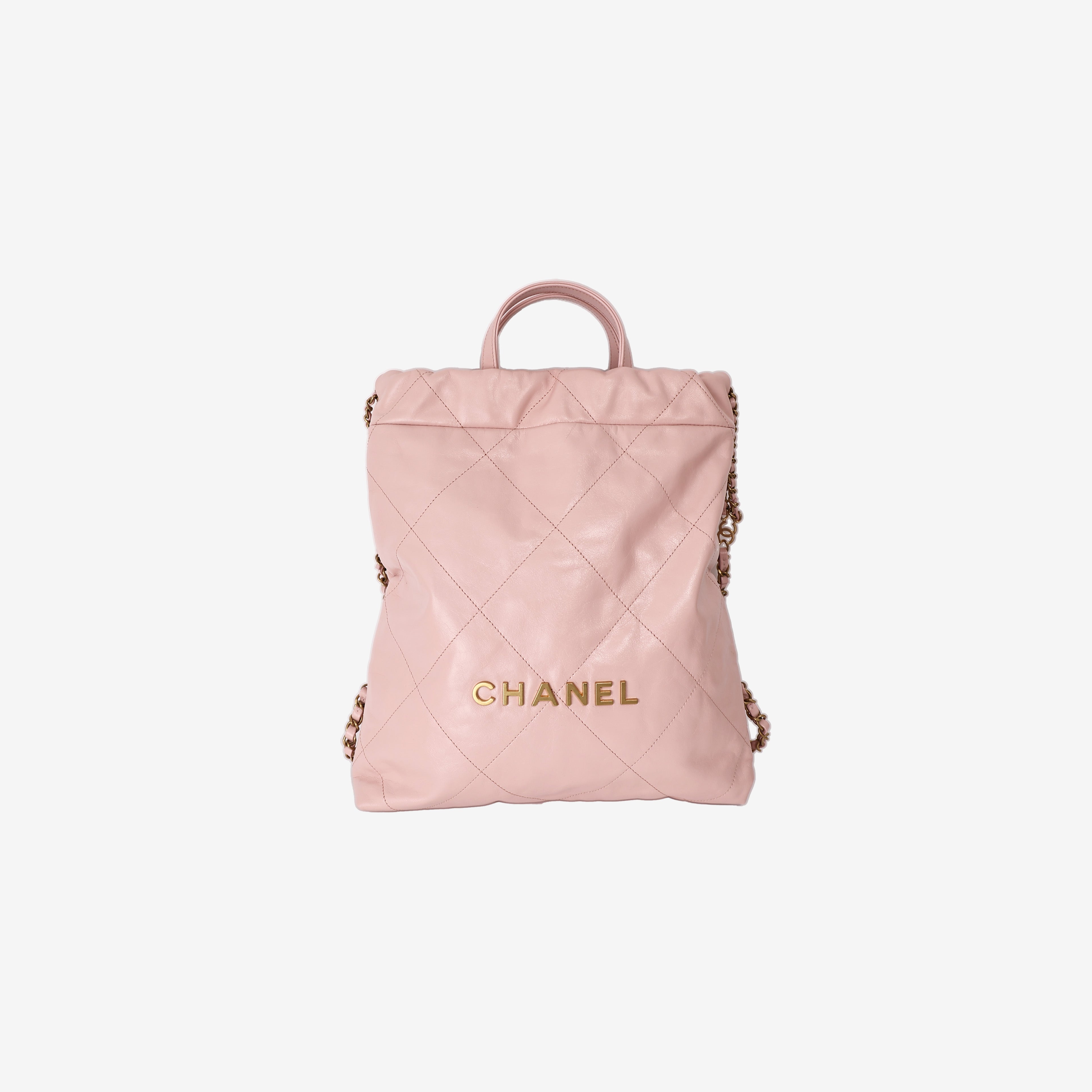 Chanel 22 Backpack in Pink Calfskin Leather with Gold Hardware