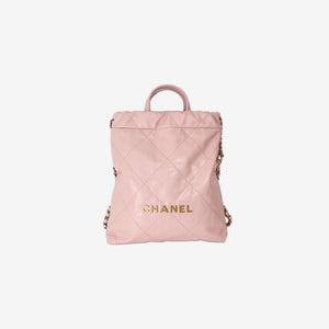 Chanel 22 Backpack in Pink Calfskin Leather with Gold Hardware