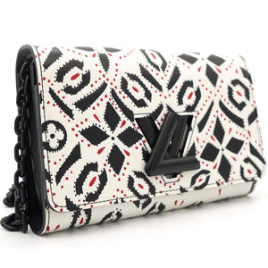 Graphic Print Leather Twist Wallet on Chain