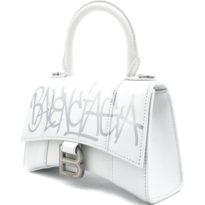 Shiny Box Small Hourglass Top Handle Bag Graffiti White