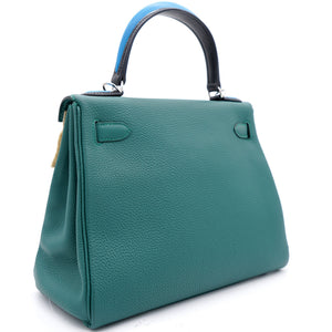 Kelly 28 Au Trot Malachite Turquoise + Black Handle Togo Palladium