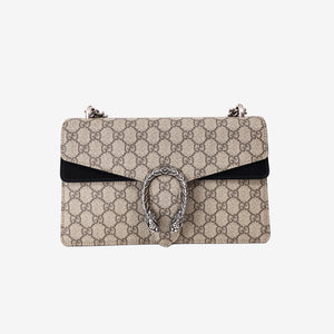 Gucci Dionysus GG Shoulder Bag in Beige Canvas with Silver Hardware